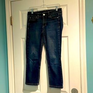 White House Black Market slim crop jeans. Size 4. Dark wash.